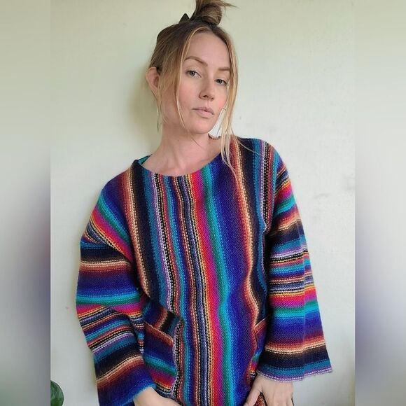 Vintage Sweaters - The Technicolor Dream Vintage 1970s Tunic Sweater M